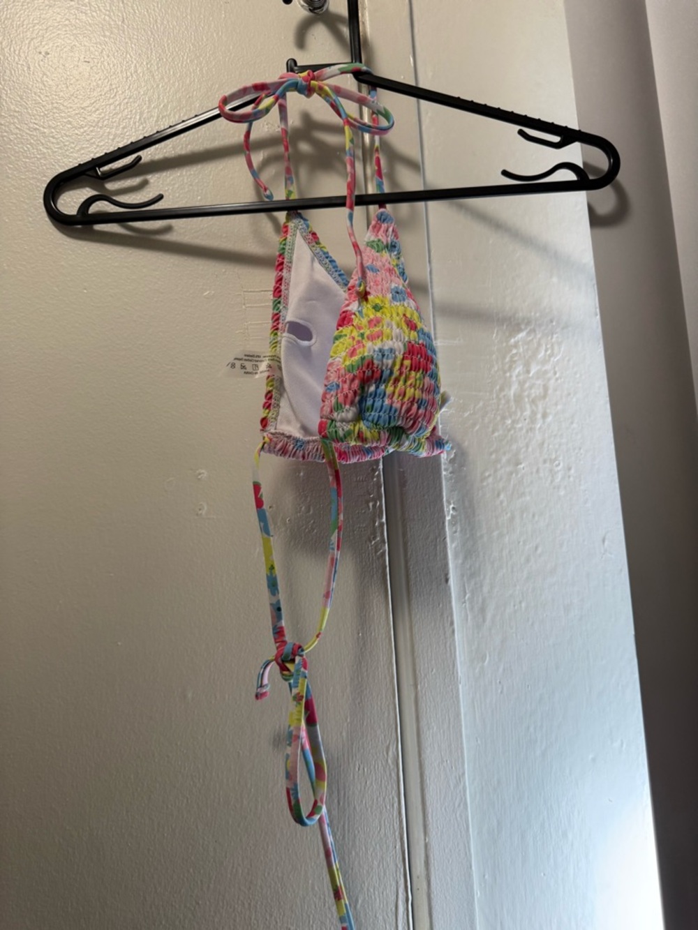 Colorful Smocked Triangle Bikini Top - Multicolor - Picture 9 of 10